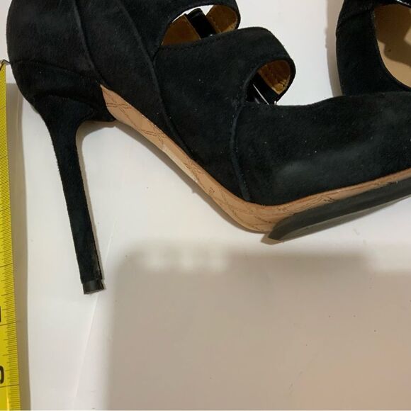 New L.A.M.B Heels Platform Strappy Buckles Suede Black Gwen Stefani New - Picture 13 of 15